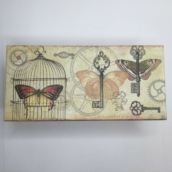 Organizing Essentials Decorative Storage Trinket Box Butterfly Key 11x5.5x4 - Picture 3 of 10